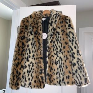 roxy faux fur leopard coat